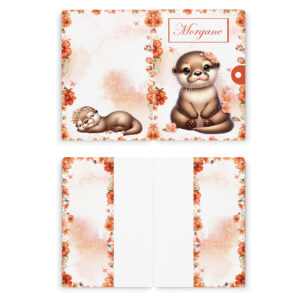 Ma petite loutre fleuris - Prêt à coudre protège carnet de santé