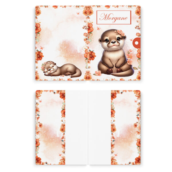 Ma petite loutre fleuris - Prêt à coudre protège carnet de santé