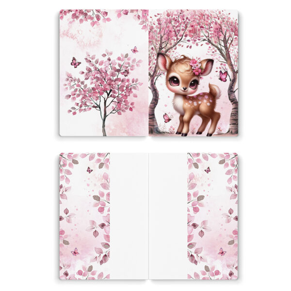 Pink woodland - Prêt à coudre protège carnet de santé - Biche – Image 2
