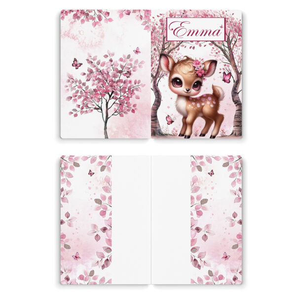 Pink woodland - Prêt à coudre protège carnet de santé - Biche