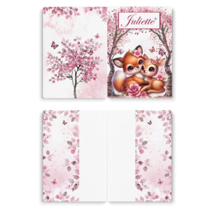 Pink woodland - Prêt à coudre protège carnet de santé - Câlin