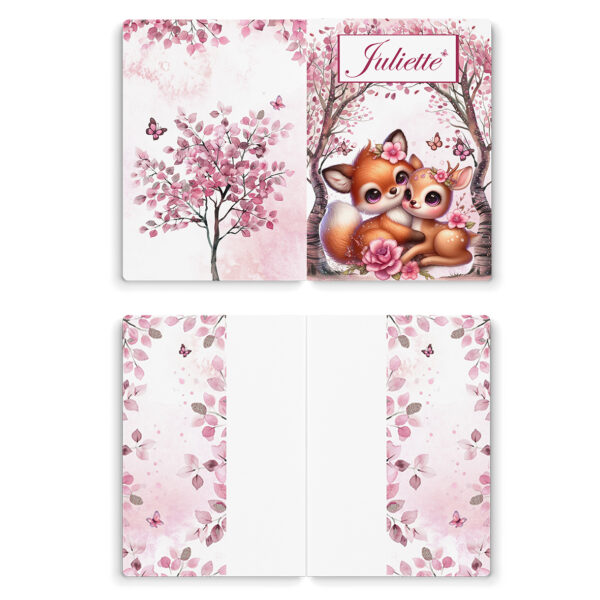 Pink woodland - Prêt à coudre protège carnet de santé - Câlin