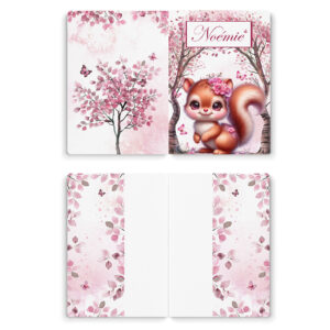 Pink woodland - Prêt à coudre protège carnet de santé - Écureuil