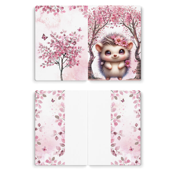 Pink woodland - Prêt à coudre protège carnet de santé - Hérisson – Image 2