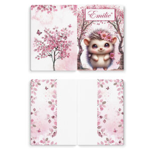 Pink woodland - Prêt à coudre protège carnet de santé - Hérisson