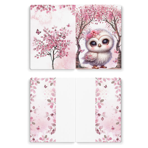 Pink woodland - Prêt à coudre protège carnet de santé - Hibou – Image 2