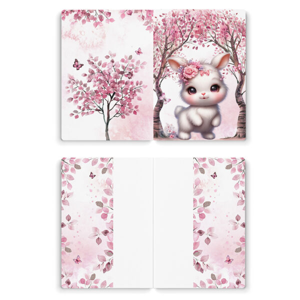 Pink woodland - Prêt à coudre protège carnet de santé - Lapin – Image 2