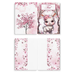 Pink woodland - Prêt à coudre protège carnet de santé - Lapin