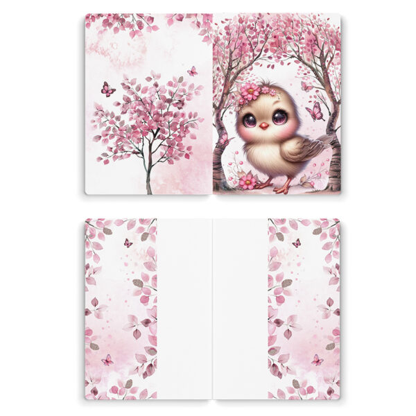 Pink woodland - Prêt à coudre protège carnet de santé - Oiseau – Image 2
