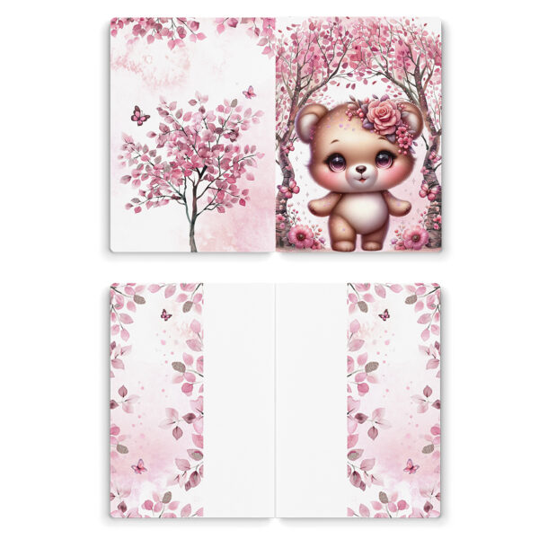 Pink woodland - Prêt à coudre protège carnet de santé - Ours – Image 2