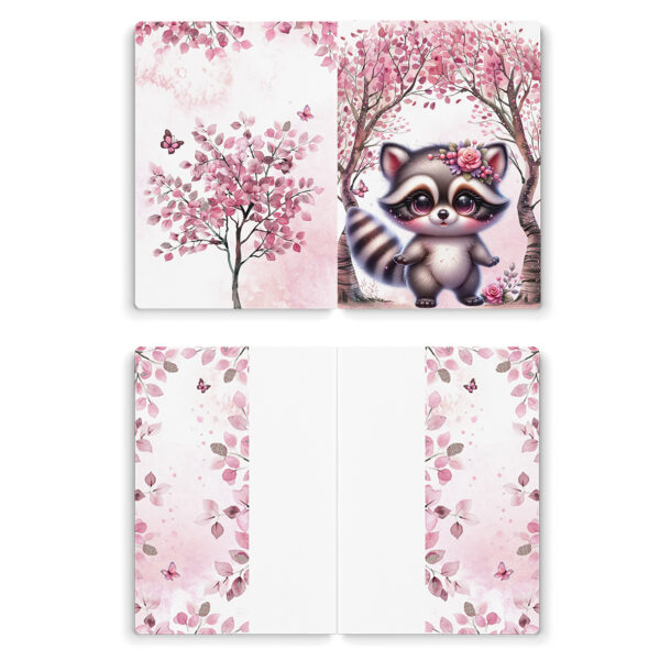Pink woodland - Prêt à coudre protège carnet de santé - Raton laveur – Image 2