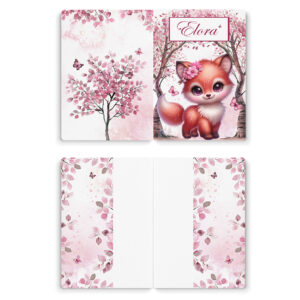 Pink woodland - Prêt à coudre protège carnet de santé - Renarde