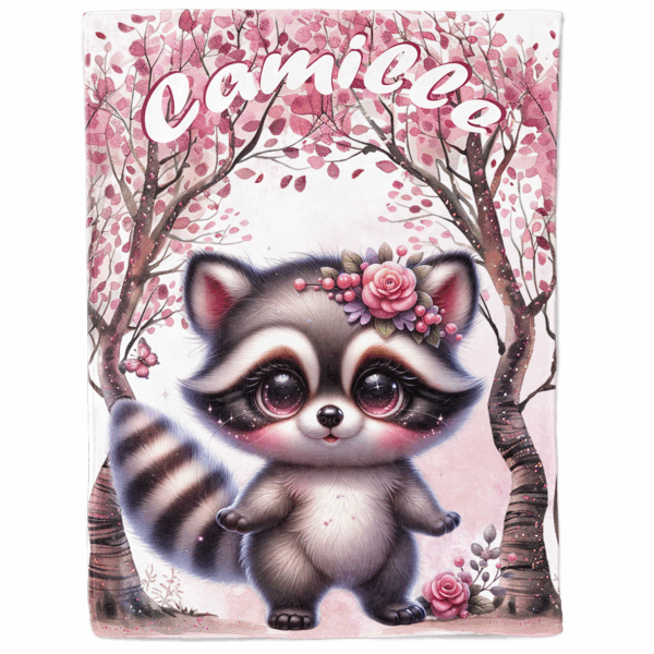 Pink woodland - Panneau couverture - Raton laveur