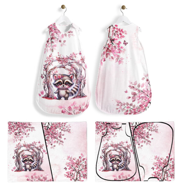 Pink woodland - Panneau pour gigoteuse - Raton laveur
