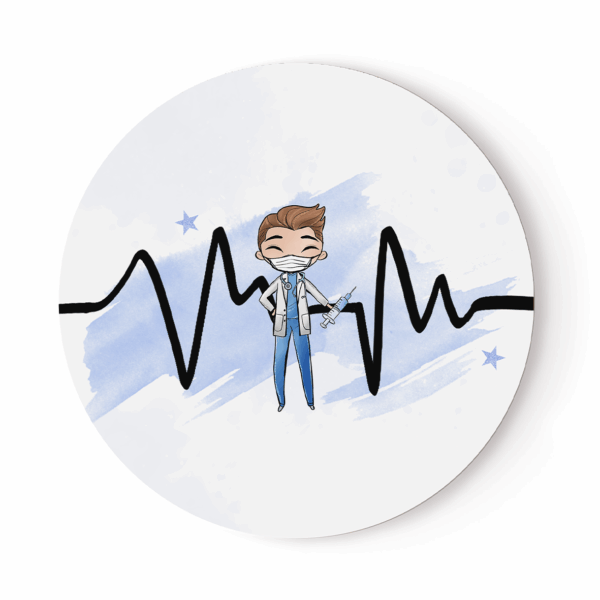 Médicale - Garçon bleu châtain - Panneau rond plein