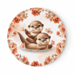 Ma petite loutre fleuris - Panneau rond plein