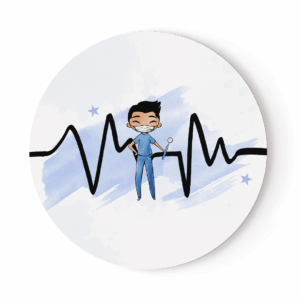 Médicale - Garçon bleu brun - Panneau rond plein