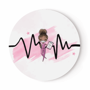 Médicale - Fille rose chignon - Panneau rond plein