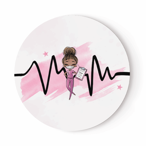 Médicale - Fille rose chignon - Panneau rond plein