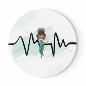 Médicale - Fille vert chignon - Panneau rond plein