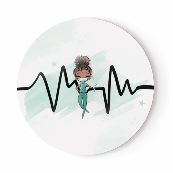 Médicale - Fille vert chignon - Panneau rond plein
