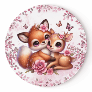 Pink woodland - Panneau rond plein - Câlin