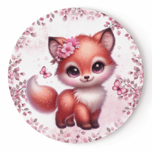 Pink woodland - Panneau rond plein - Renarde