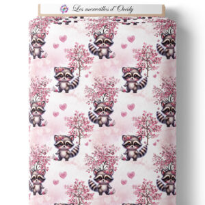 Pink woodland - Raton laveur sur laize