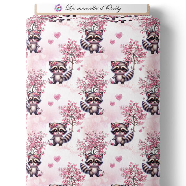 Pink woodland - Raton laveur sur laize