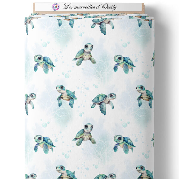 Sea turtle - Tortue blanc/bulles sur laize