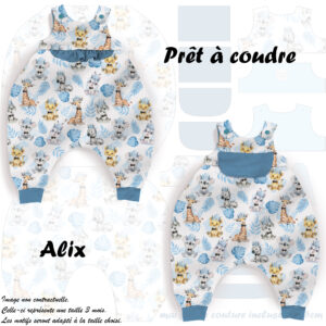 Baby animal's bleu - Prêt à coudre Alix
