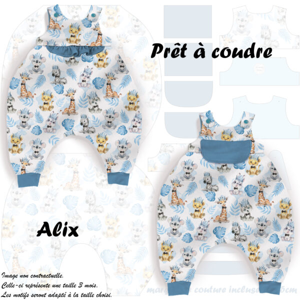 Baby animal's bleu - Prêt à coudre Alix