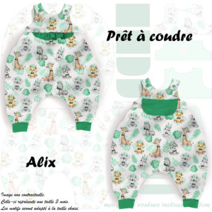 Baby animal's vert - Prêt à coudre Alix