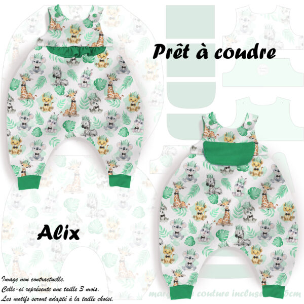 Baby animal's vert - Prêt à coudre Alix