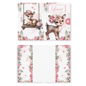 Ma petite biche fleuris - Prêt à coudre protège carnet de santé