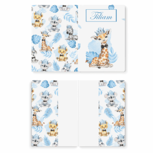 Baby animal's bleu - Prêt à coudre protège carnet de santé - Girafe
