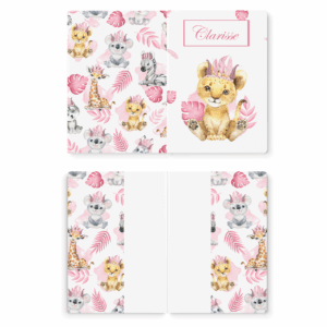 Baby animal's rose - Prêt à coudre protège carnet de santé - Lionceau
