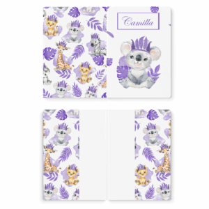 Baby animal's violet - Prêt à coudre protège carnet de santé - Koala