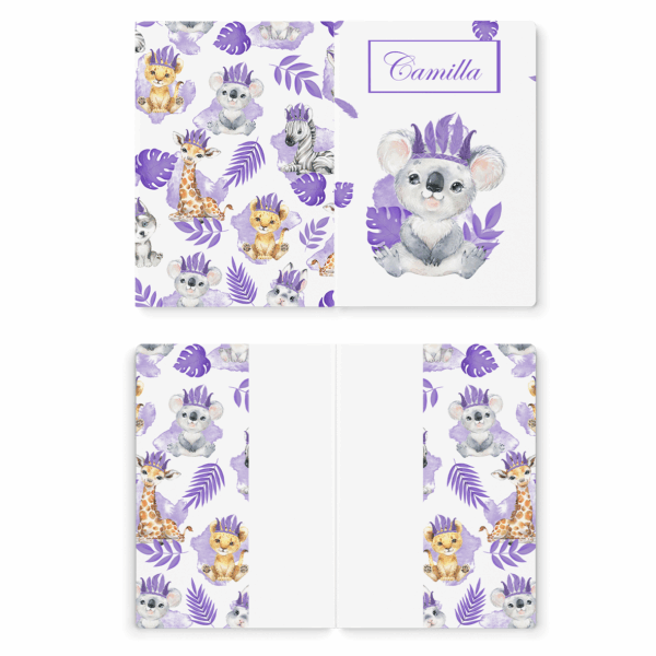 Baby animal's violet - Prêt à coudre protège carnet de santé - Koala