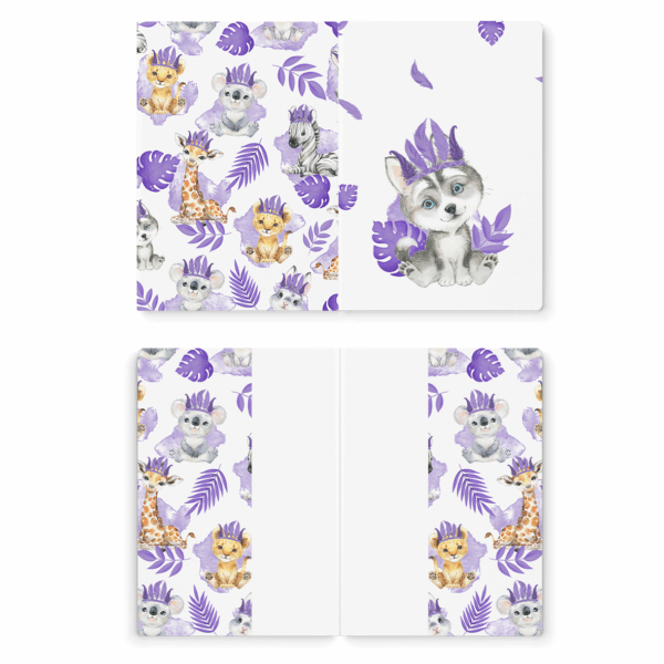 Baby animal's violet - Prêt à coudre protège carnet de santé - Loup – Image 2