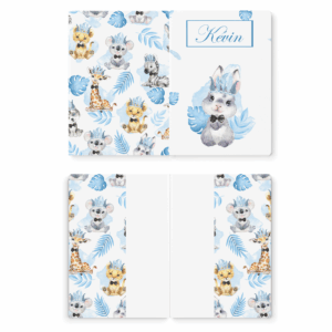 Baby animal's bleu - Prêt à coudre protège carnet de santé - Lapin