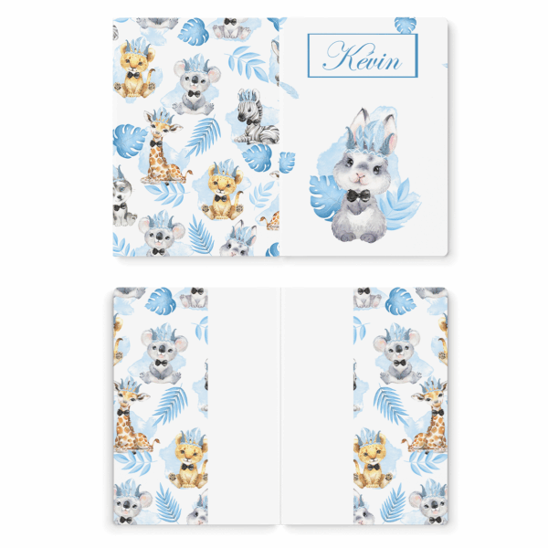 Baby animal's bleu - Prêt à coudre protège carnet de santé - Lapin
