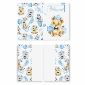 Baby animal's bleu - Prêt à coudre protège carnet de santé - Lionceau