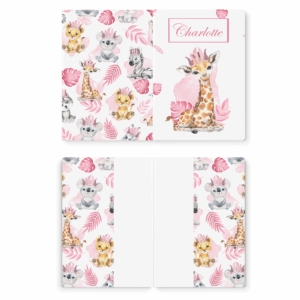 Baby animal's rose - Prêt à coudre protège carnet de santé - Girafe