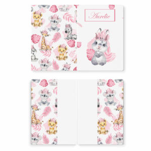 Baby animal's rose - Prêt à coudre protège carnet de santé - Lapin