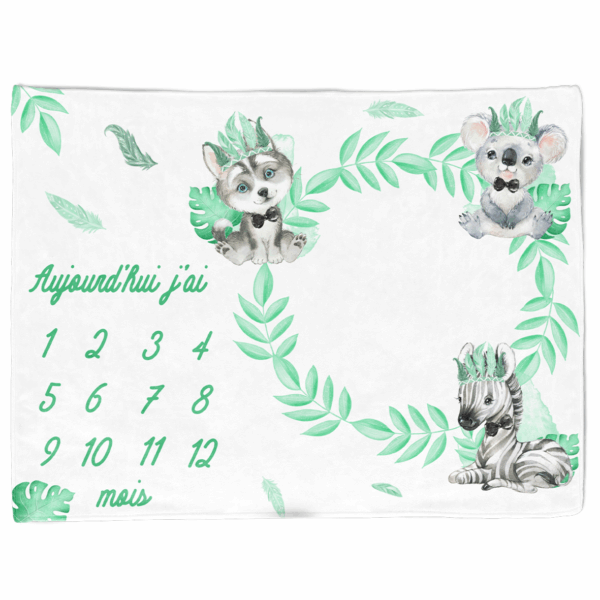 Baby animal's vert - Panneau étape/mois 75x100