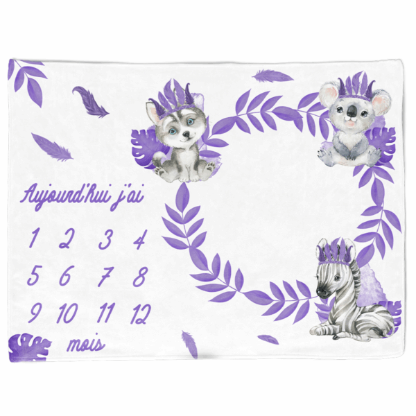 Baby animal's violet - Panneau étape/mois 75x100