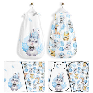 Baby animal's bleu - Panneau pour gigoteuse - Lapin
