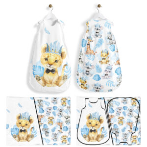 Baby animal's bleu - Panneau pour gigoteuse - Lionceau
