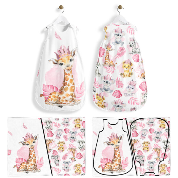 Baby animal's rose - Panneau pour gigoteuse - Girafe
